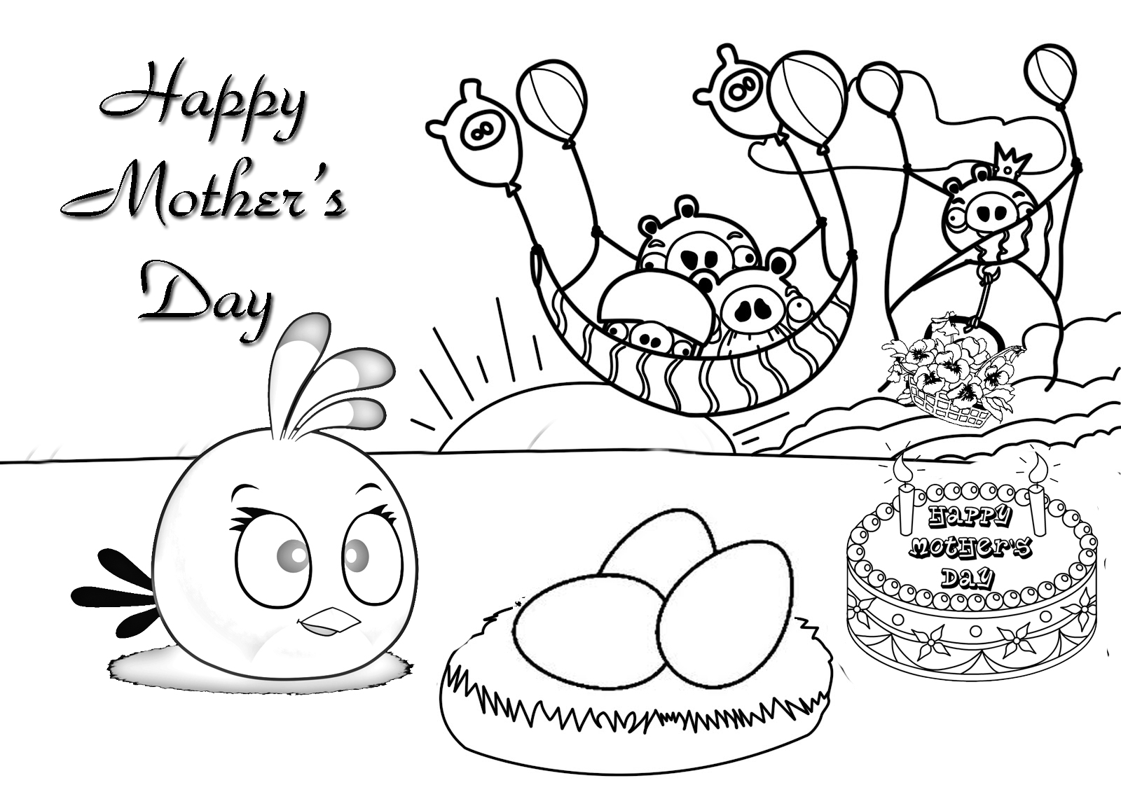Happy Mother S Day Coloring Pages Angry Birds Coloring Pages