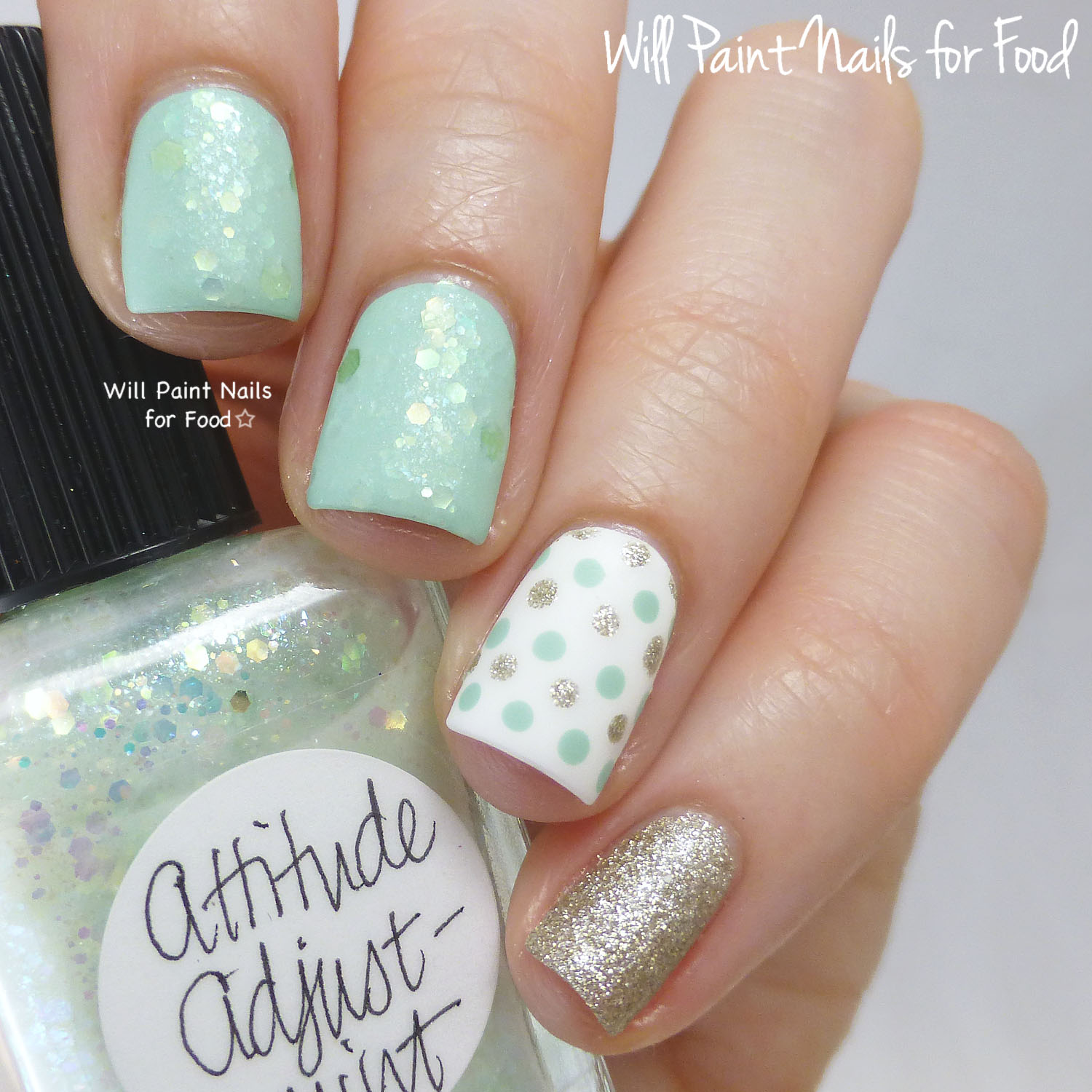 Will Paint Nails for Food Lynnderella Attitude AdjustMint, Swatches