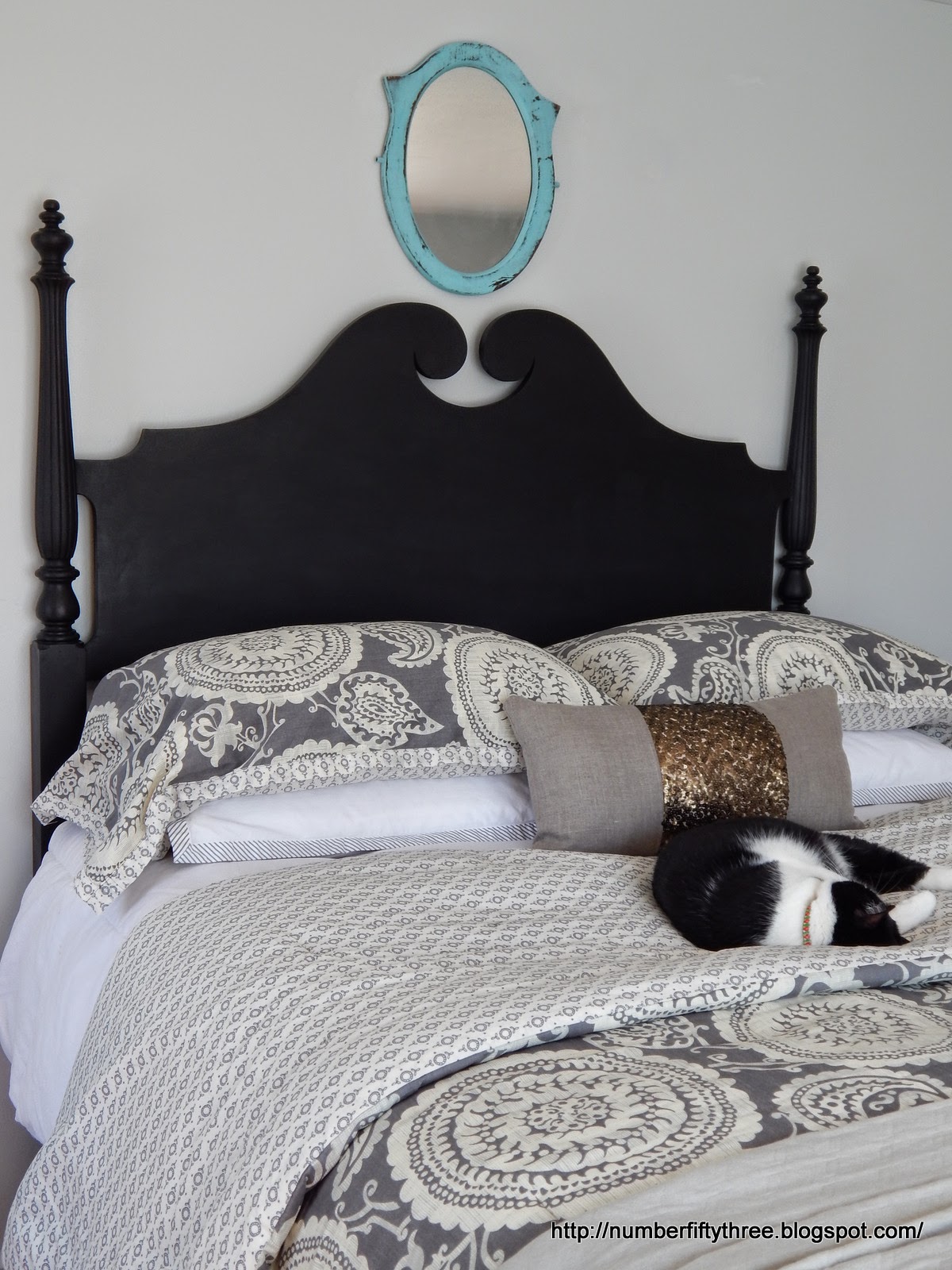 Number FiftyThree Painted Vintage Headboard & Updated Bedding