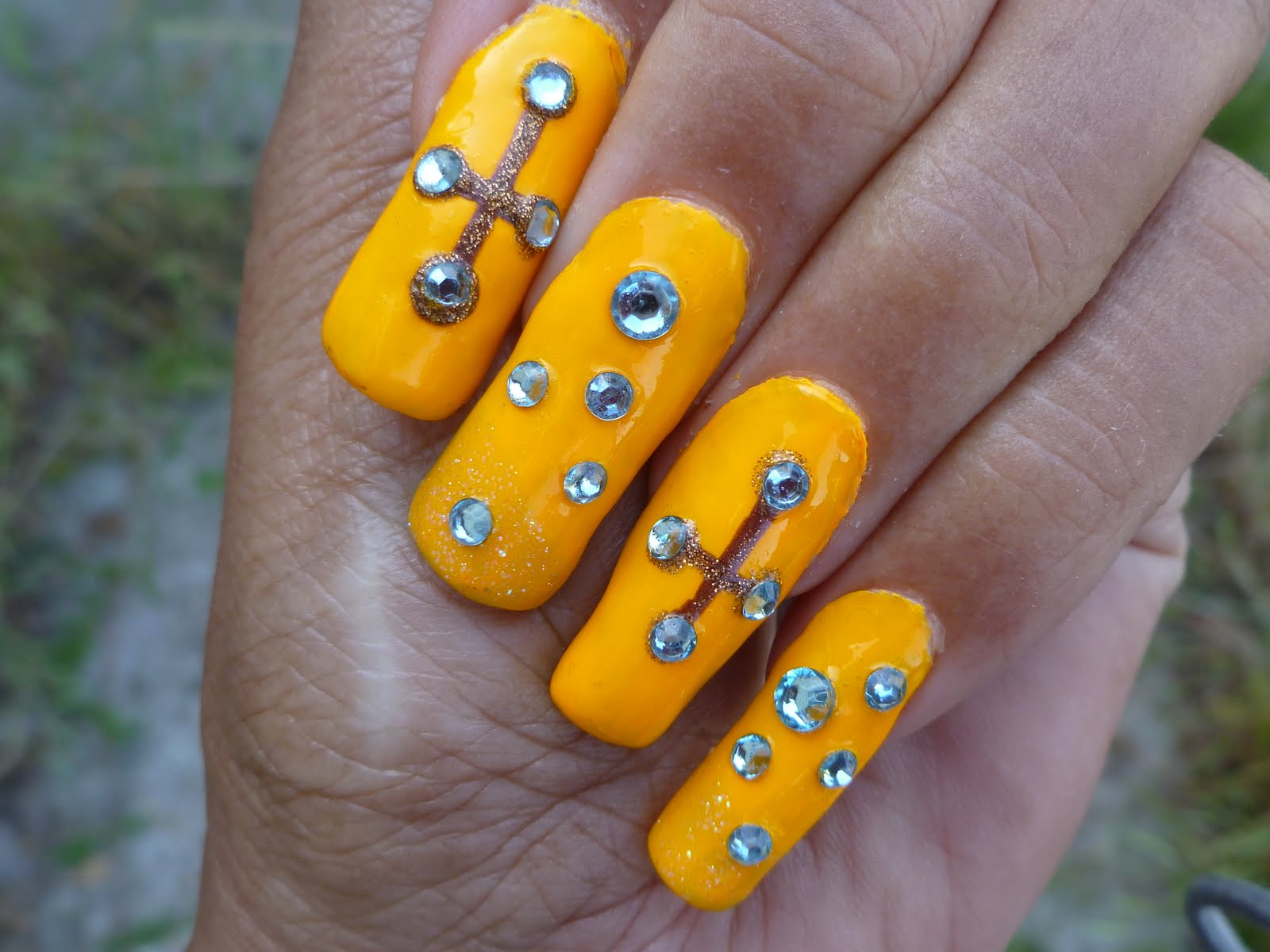 Orange and Turquoise Glitter Nails - wide 10