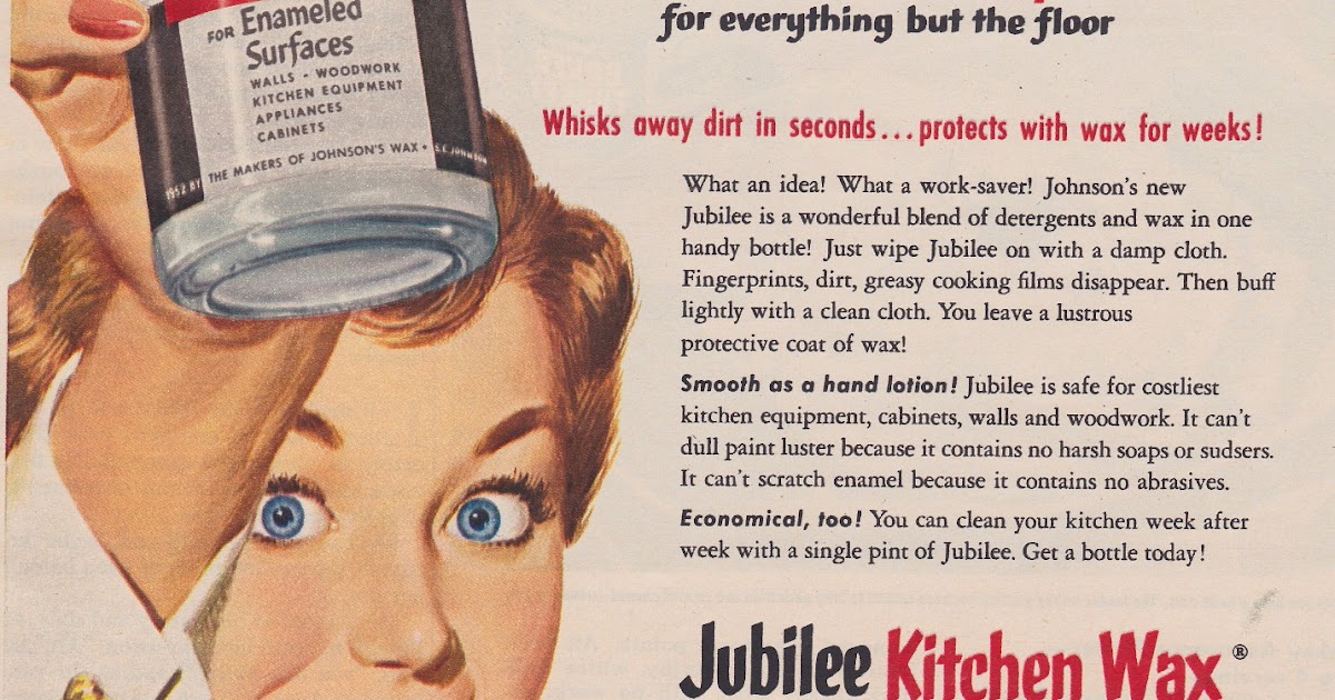 Papergreat: Colorful 1953 advertisement for Jubilee Kitchen Wax