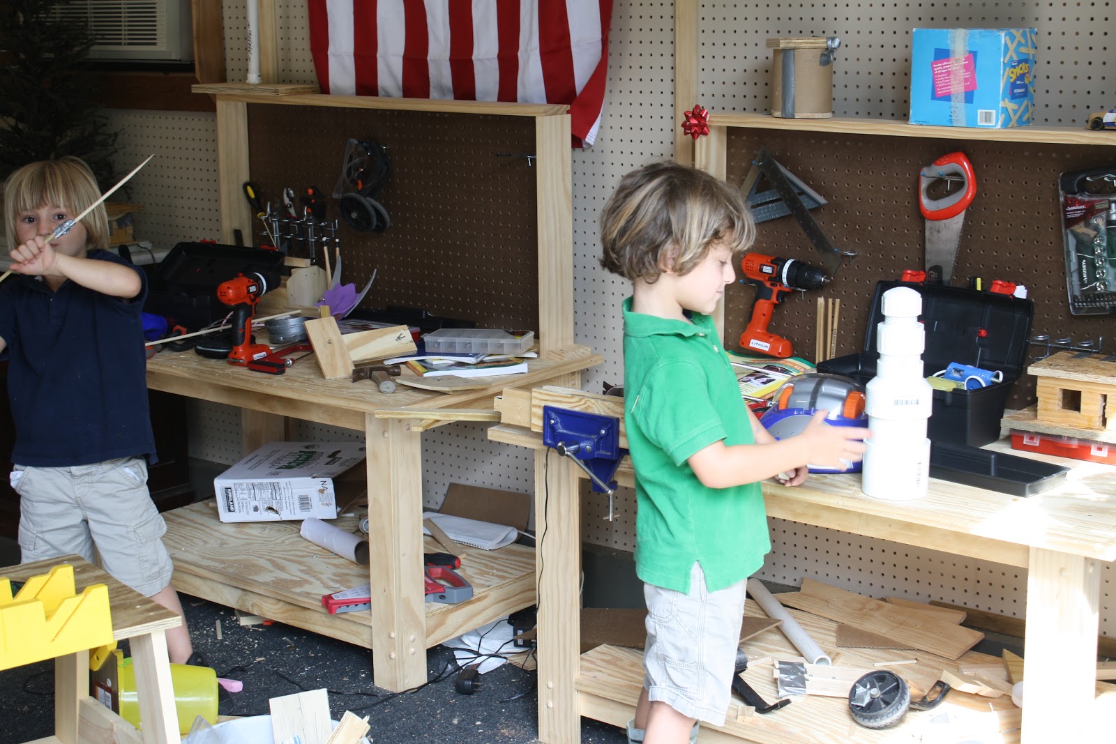 sew grown Learning the art of carpentry early.