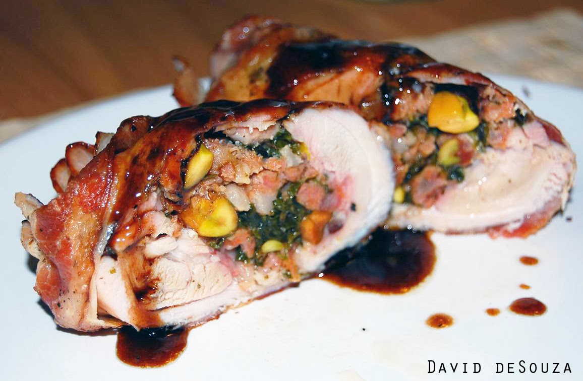 Gordon Ramsay's Baconwrapped Chicken legs stuffed with Pork and