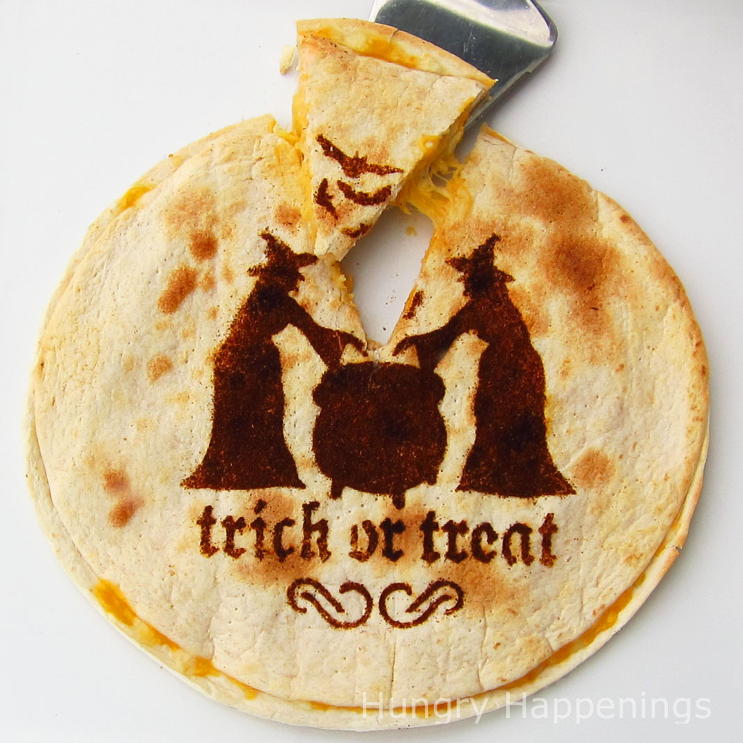 Halloween Meal Quesadillas Decorated Using A Stencil Hungry Happenings
