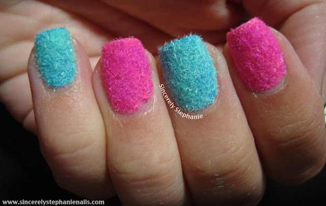 cotton candy flocking powder nail art