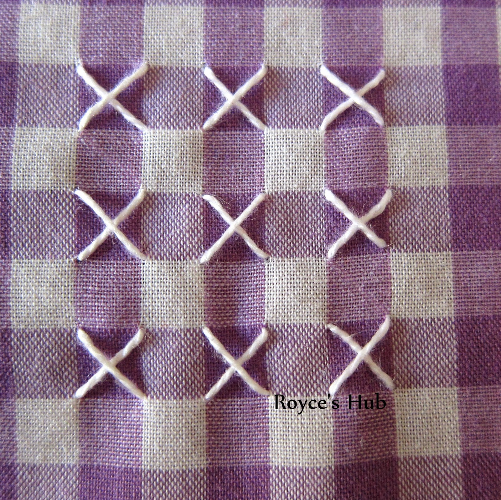 Royce's Hub Gingham Embroidery Stitches III (Woven Oval Stitch)