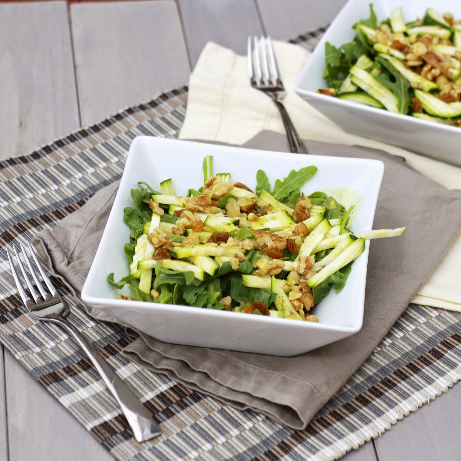 Zucchini and Walnut Arugula Salad with Basil Lemon Vinaigrette | The Sweets Life