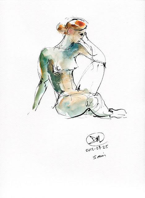 Watercolour nude study by David Meldrum