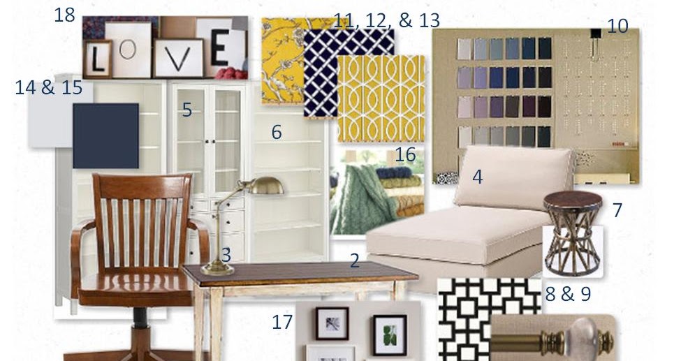Michelle Lee Interiors Navy and Gold Office Design Board