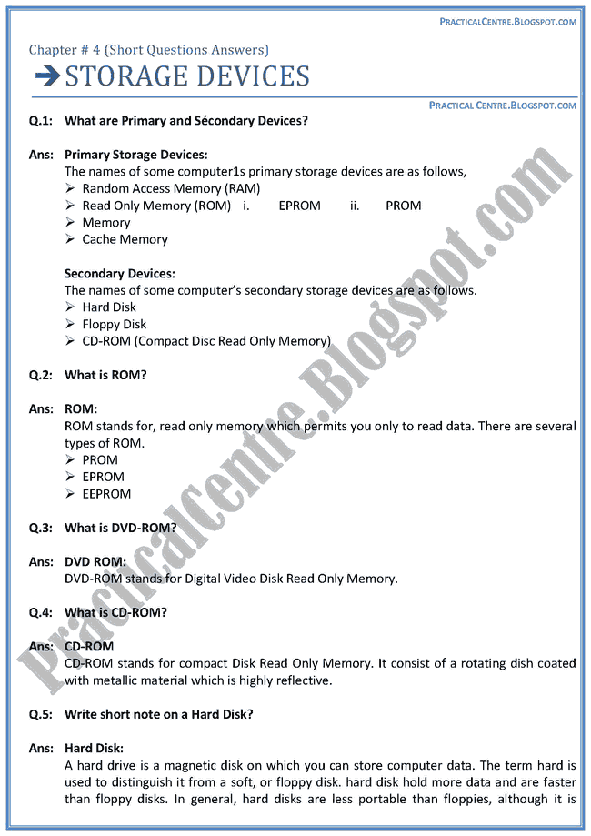 storage-devices-short-questions-answers-computer-ix