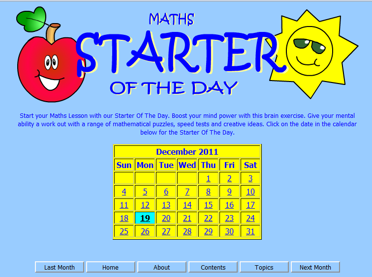 Tech Coach Maths Starter of the Day