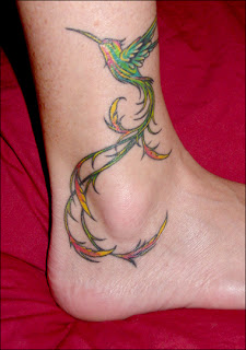 Phoenix Bird Tattoo Design on Girls Ankle