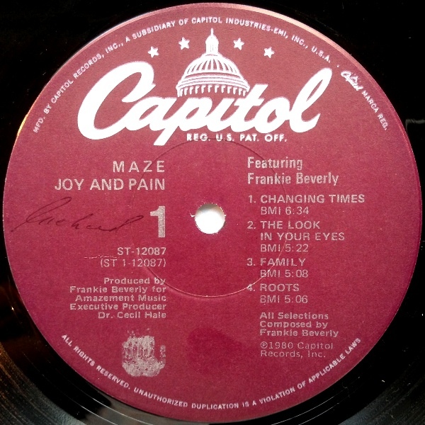 Music Crates Maze Featuring Frankie Beverly ‎ Joy And Pain 1985