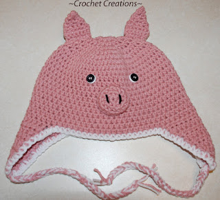 Crochet Pig Ear Flap Child Hat