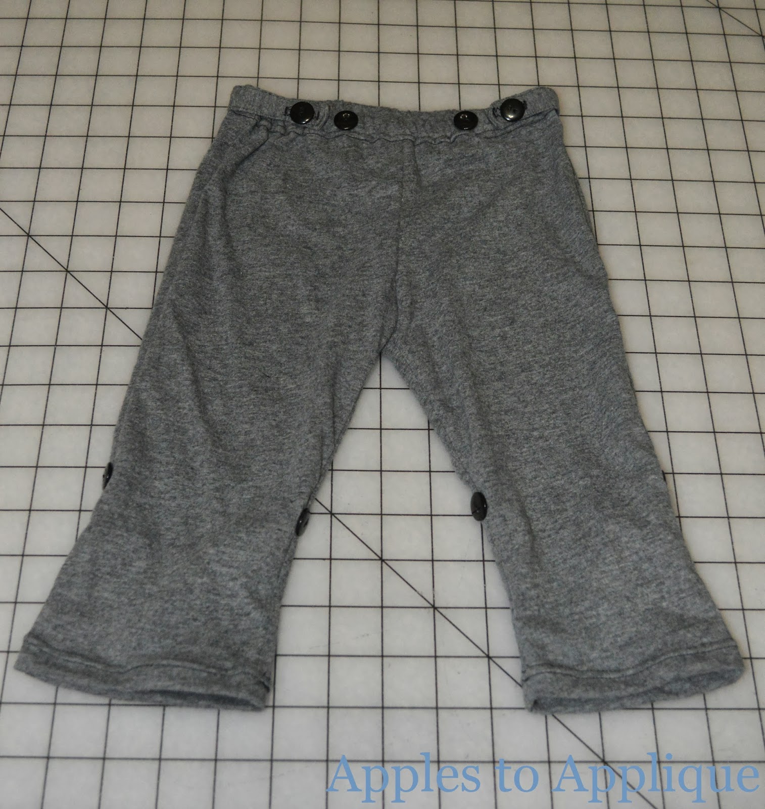 Apples to Applique Adjustable Baby Pants from an Old Shirt