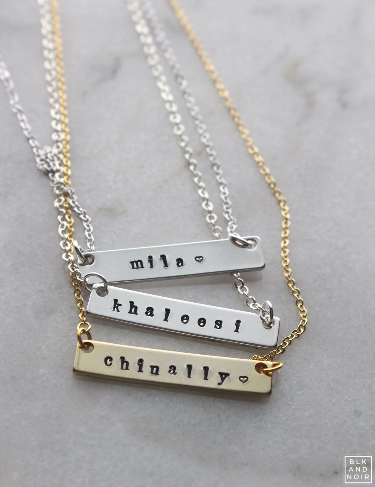 CUSTOM NAMETAG NECKLACE BLK AND NOIR