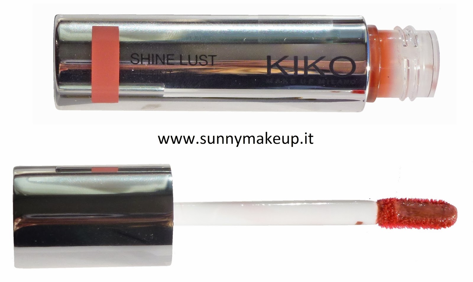 Kiko Shine Lust Lip Tint Swatch e review del rossetto liquido effetto laccato 01 Sunny