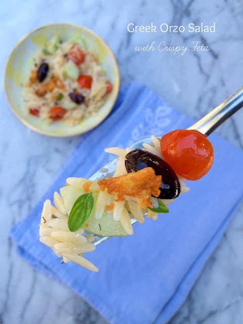 Greek Orzo Salad with Crispy Feta Recipe | www.jacolynmurphy.com