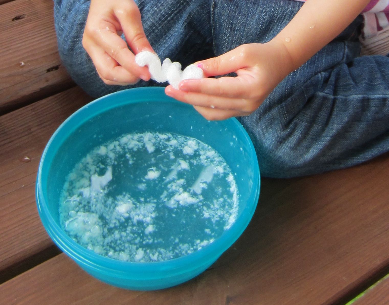 Fun with Cornstarch Packing Peanuts Still Playing School