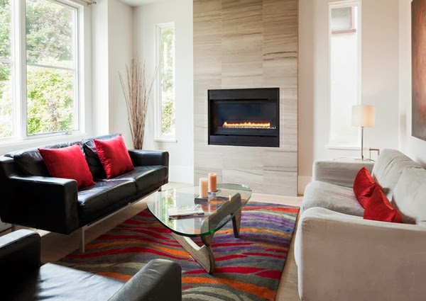 Salas modernas con chimenea - Colores en Casa