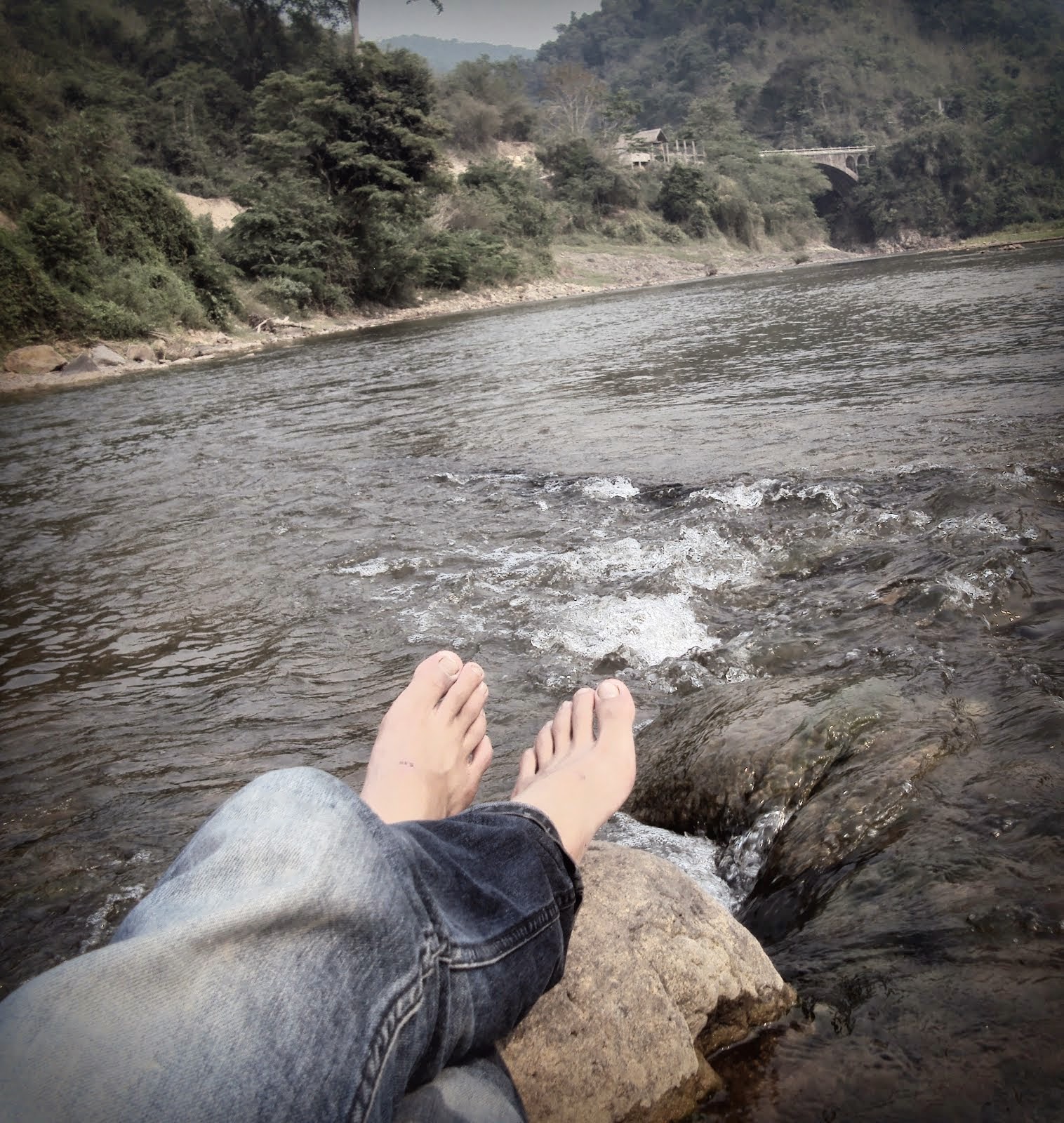 Lying on the river