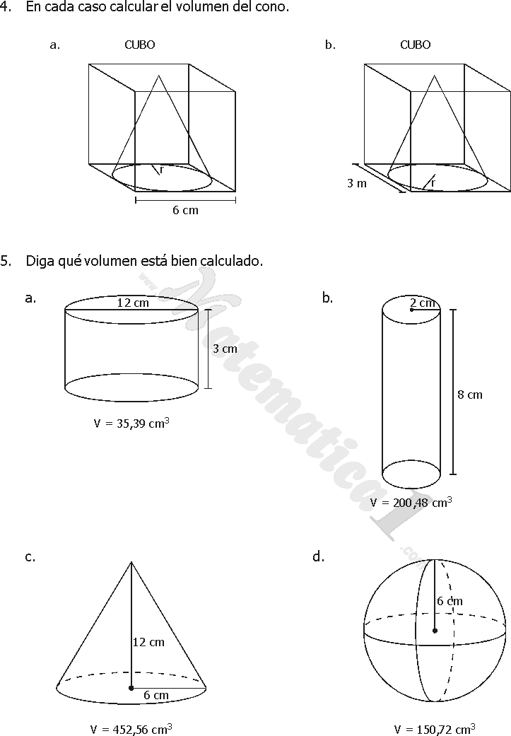 EJERCICIOS GEOMETRIA VOLUMEN ejercicios geometria volumen: