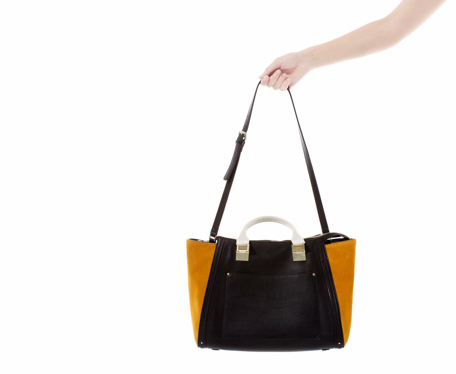 ZARA NEW COLLECTION 2013. YELLOW MUSTARD BOWLING SUEDE LEATHER BAG