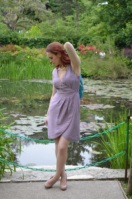 Giverny Monet's Garden pastel iridescent lilac dress lily pond