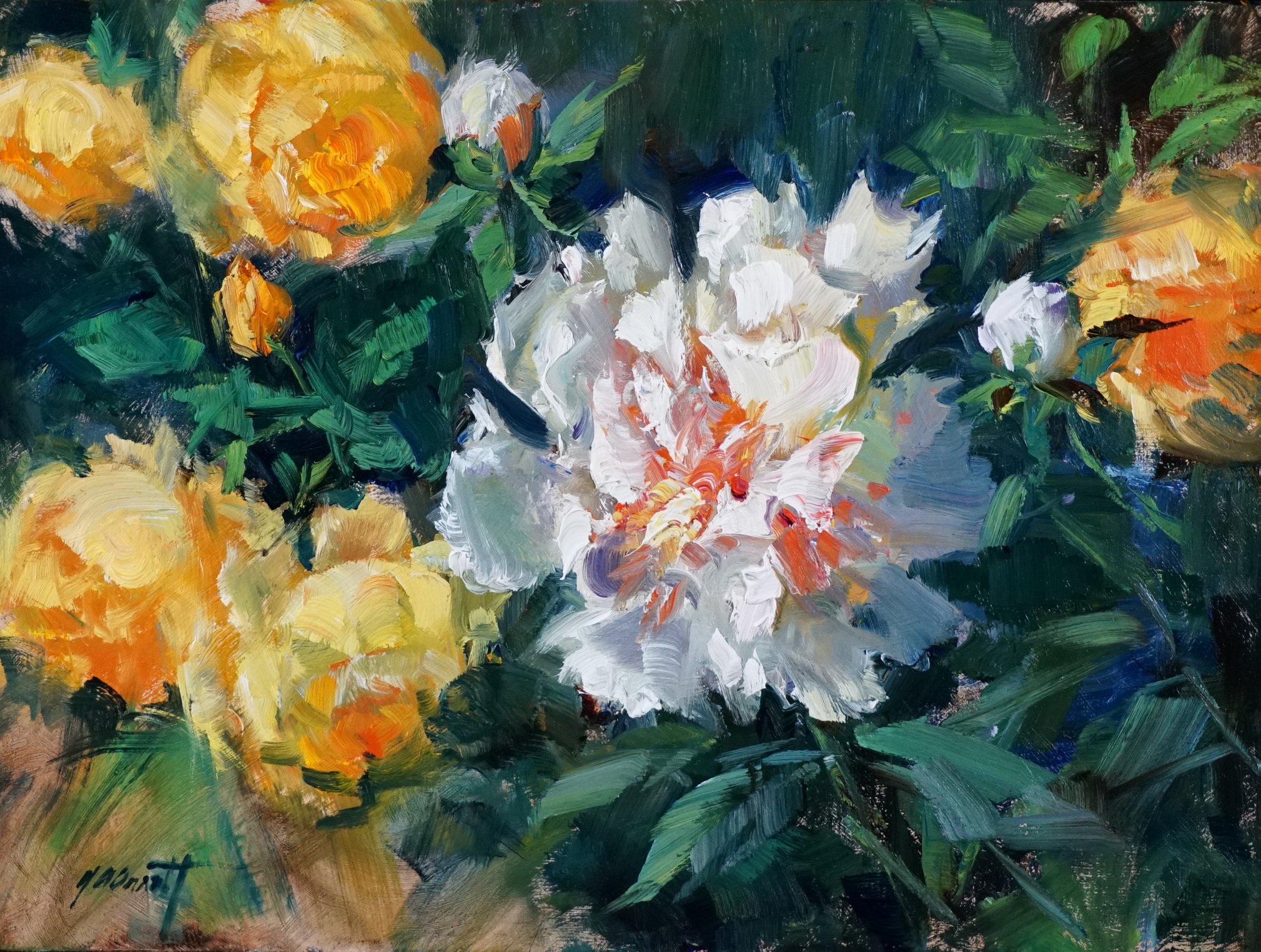 Joe Anna Arnett Peony with Golden Rose Entourage