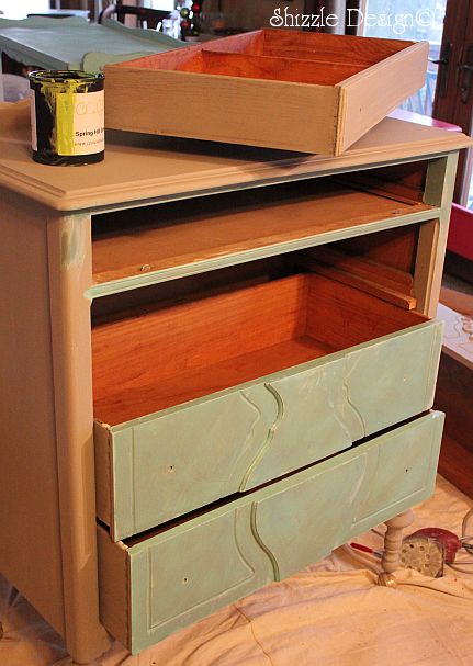 Shizzle Design Repurposed Turquoise Highboy Dresser Serves As
