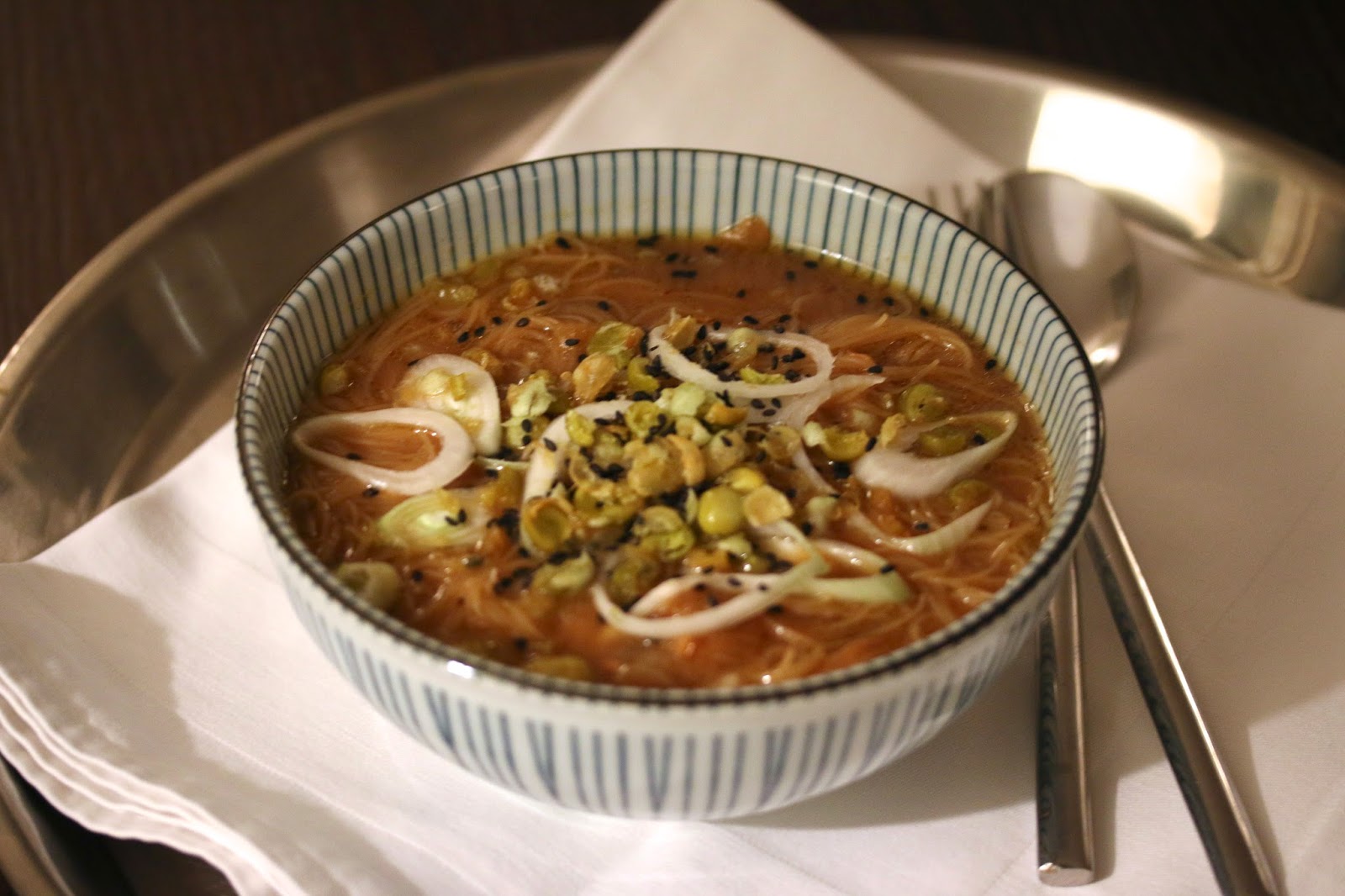 Porcini and Wild Mushroom Noodle Bowl with Crushed Wasabi Peas