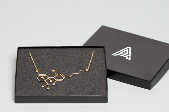 Aroha Silhouettes Gold Plated THC Molecule Necklace