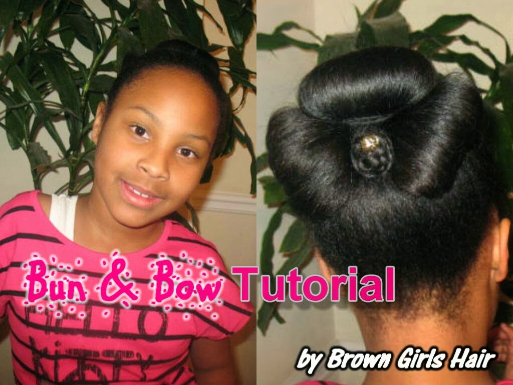 Brown Girls Hair Natural Hair Bun Bow Updo Tutorial