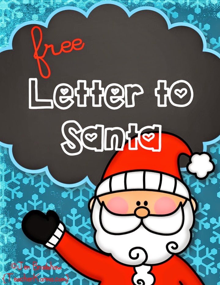 FREE:  Letter to Santa Claus Template.  TeacherKarma.com