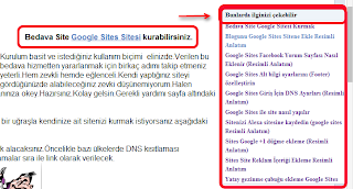 Google Sites Bunlarda ilginizi çekebilir eklentisi
