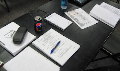 Screenplays on a table for a script reading session