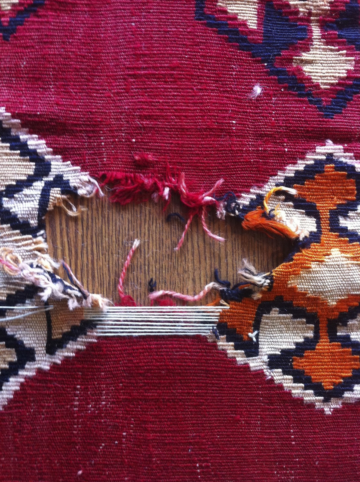 Kosker Traditional Rug Repair Persian kilim restoration in process