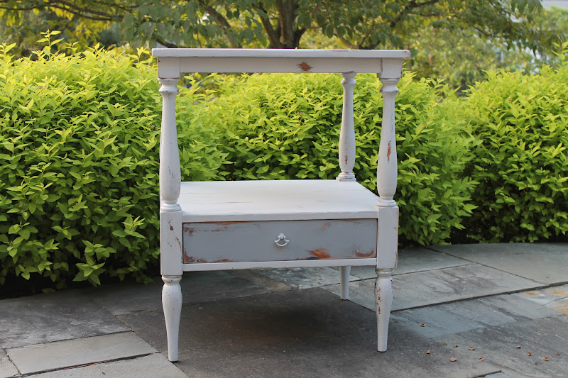 Elizabeth & Co. Distressed and Glazed Gray Side Table