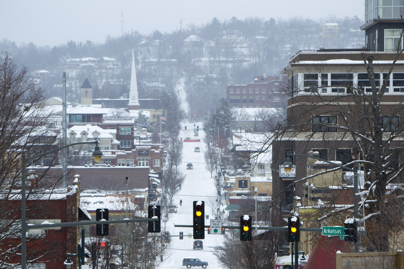 Fayetteville, Arkansas with two feet of snow