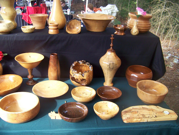 Wooden bowls and vases