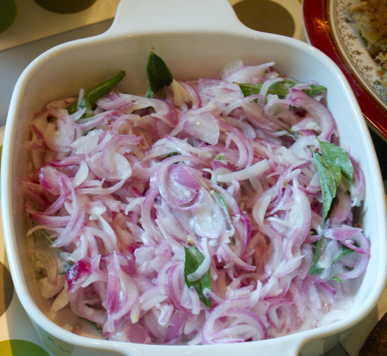My learning in the kitchen Sarlas (Red onion salad)