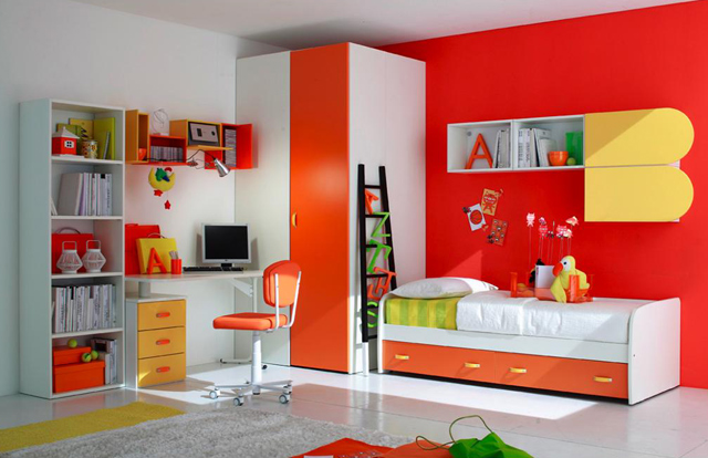 червоний колір дає бадьорість в дитячій кімнаті Mela