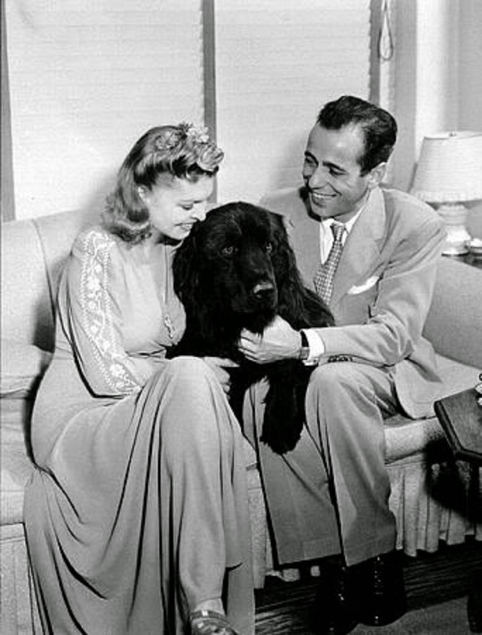 Humphrey Bogart & first wife, Mayo Methot with their dog.