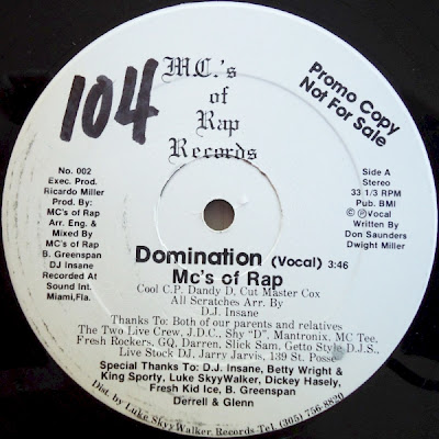 MC's Of Rap ‎– Domination (1986, 12'', 256)