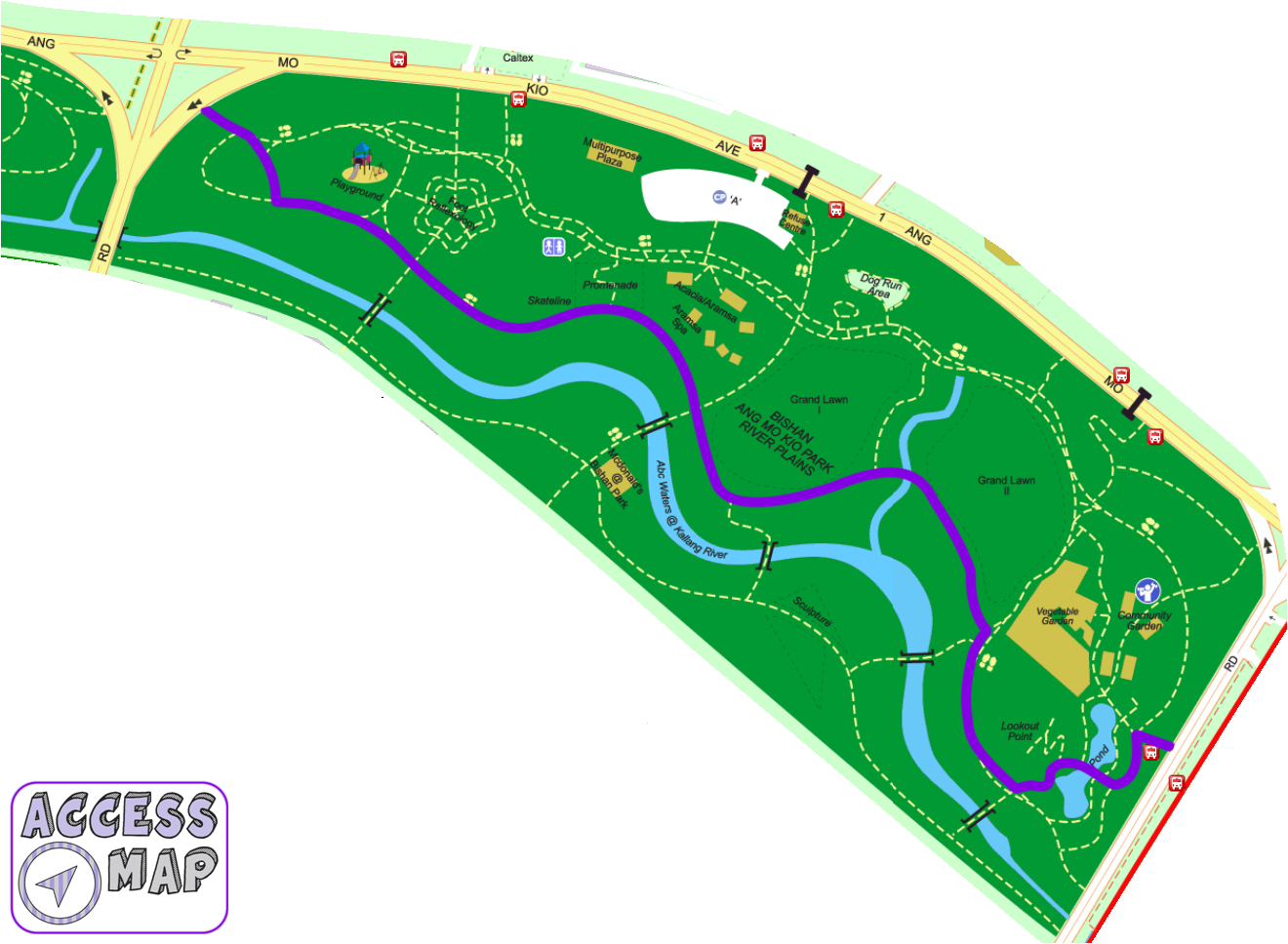 Map Of Bishan Park Accessible Places In Singapore: Bishan-Ang Mo Kio Park (Full Tour)