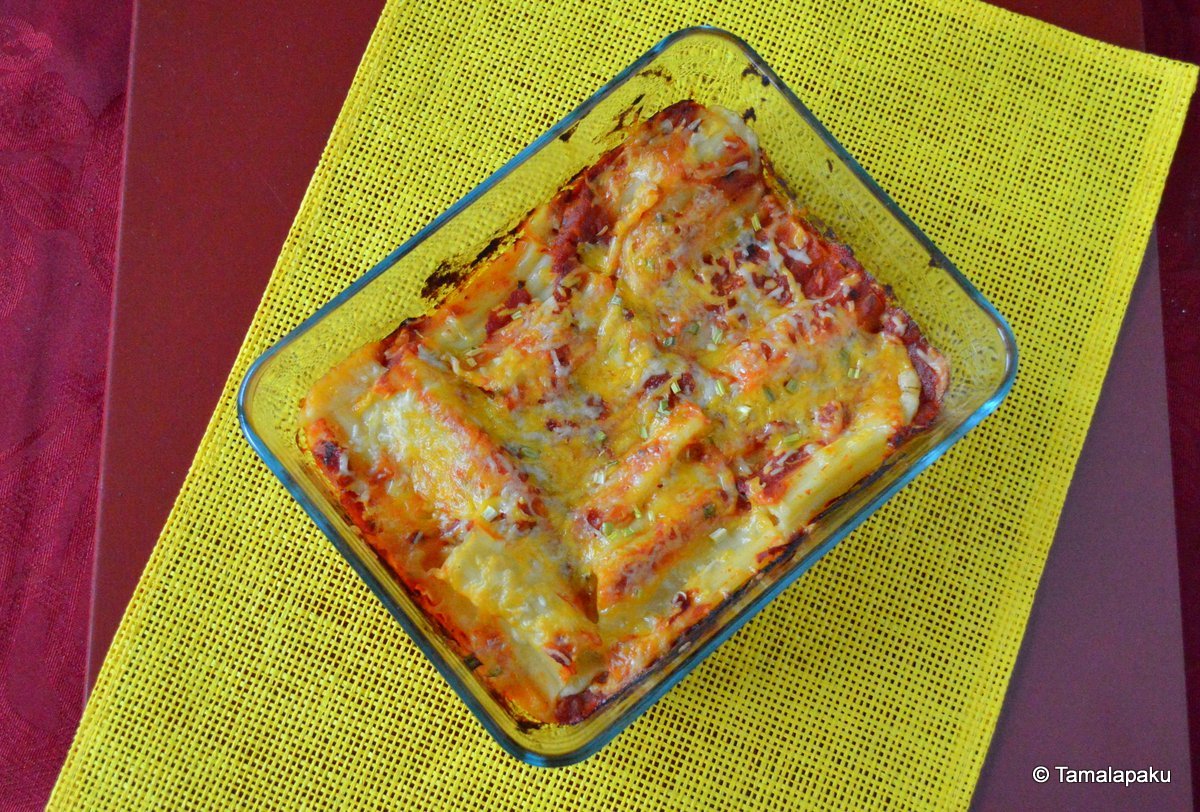 Mashed Potato Stuffed Manicotti Tamalapaku