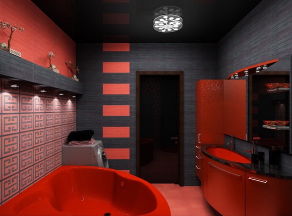 decora y disena: Diseño de Baño Rojo y Negro