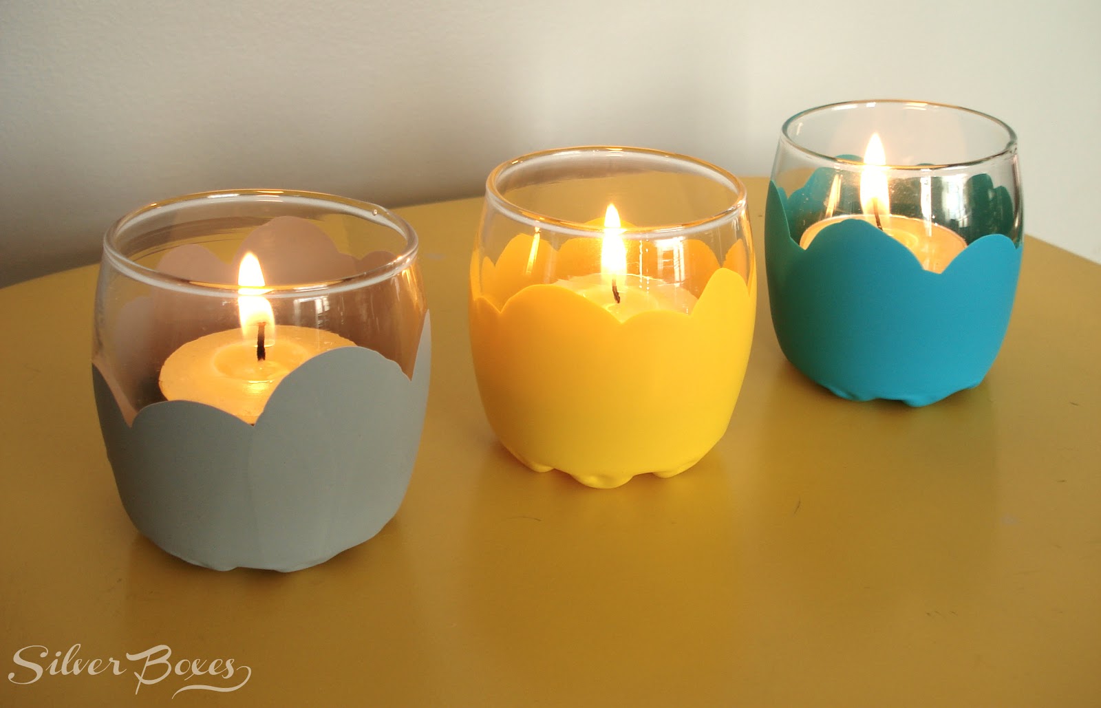 Silver Boxes Paint Dipped Votive Holders