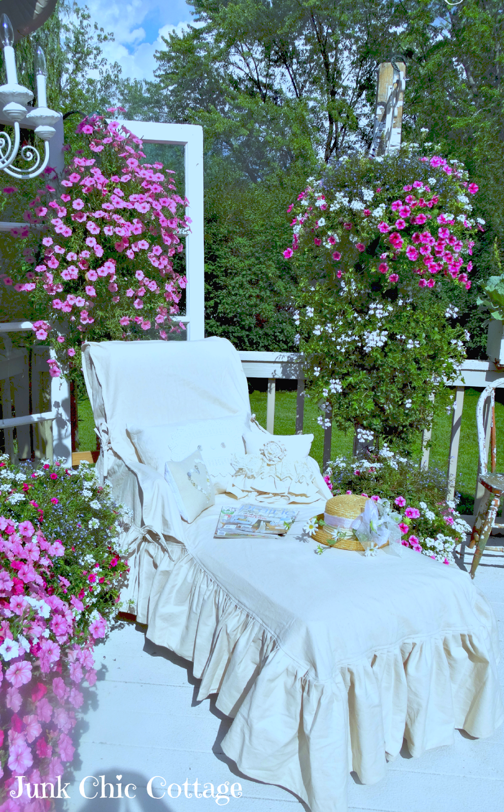Junk Chic Cottage Garden Sanctuary and New Lounge Chair Slipcover