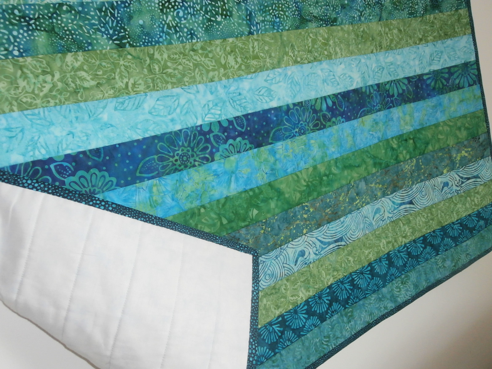 123 Lets Sew! Hand Made Batik Baby Boy Wall QuiltBaby Quilt AMAZING Color Blue Green Sea